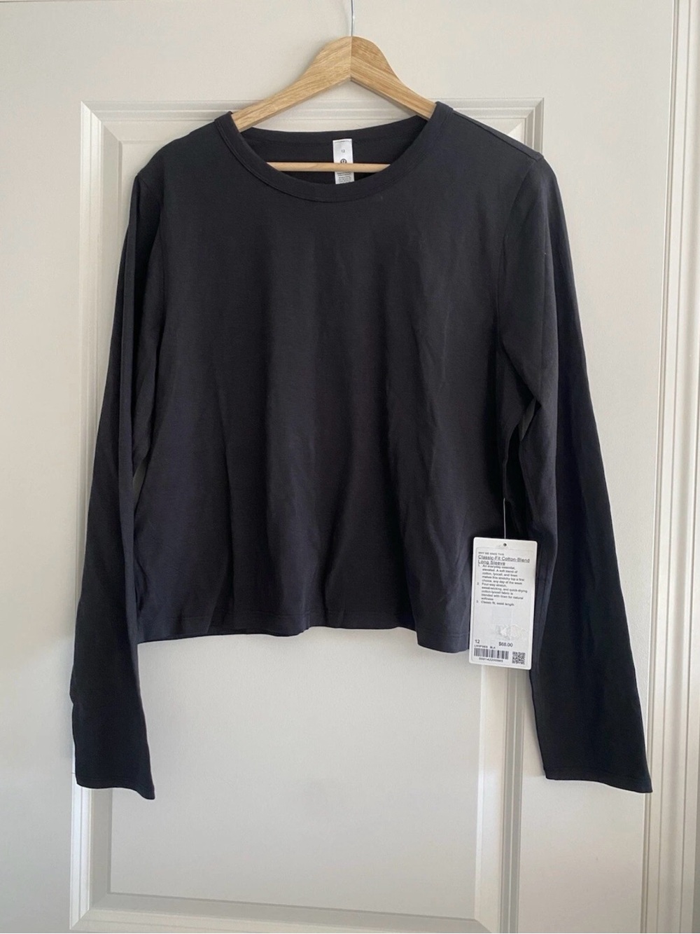 Lululemon Classic-Fit Cotton-Blend Long Sleeve Shirt Black Size 12 New
